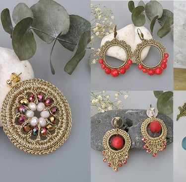 collage de différentes photos de bijoux sacs et accessoires
