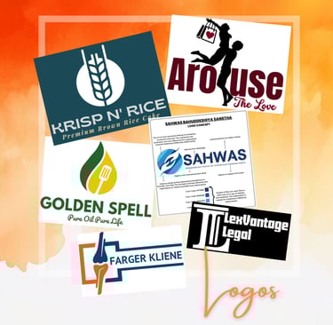 Various company logos designed for clients, illustrating branding and logo creation services.