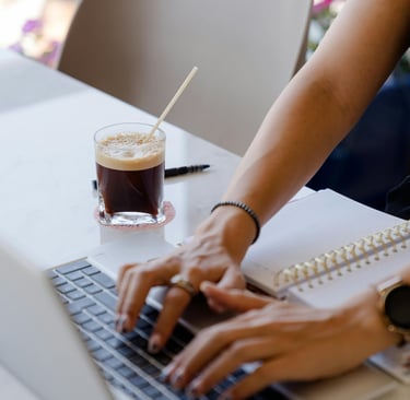 “Minimalist workspace with journal and coffee, representing a calm weekly productivity rhythm.”