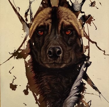 a wild dog is shown in this picture