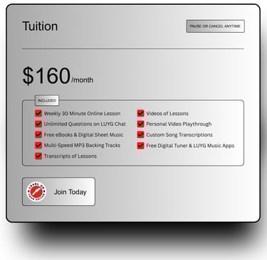 Online Guitar Lesson Pricing at Level Up Your Guitar