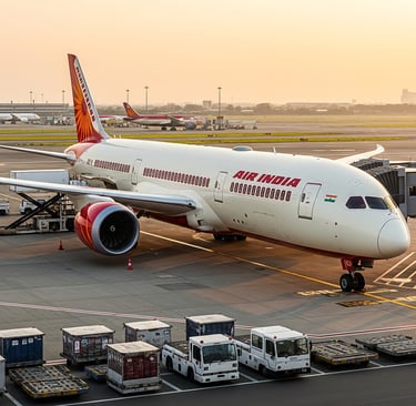 a plane is parked at the airport