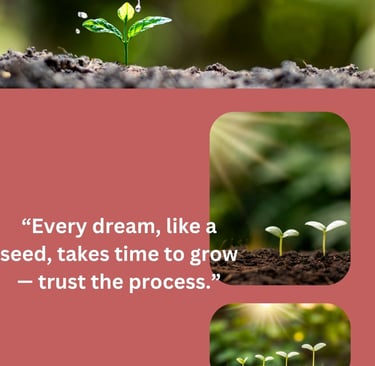 "Growth takes time - a seed sprouting symbolize waiting with faith."
