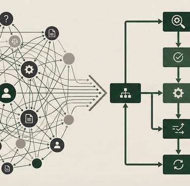 Decision architecture network diagram showing organisational execution structure and governance decision flows