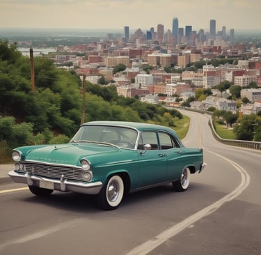A dark green, compact car is parked in an indoor garage. The focus is on the car's rear, showing a shiny surface, taillights, and a close-up of the license plate with foreign characters. The environment is modern and well-lit, with concrete flooring and minimal barriers.