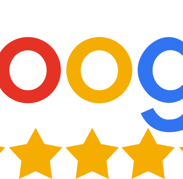 Logo Google Business avec cinq étoiles dorées représentant la note maximale d’avis clients.