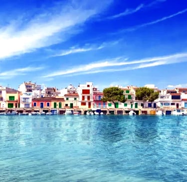 a view of a city with a boat in the water