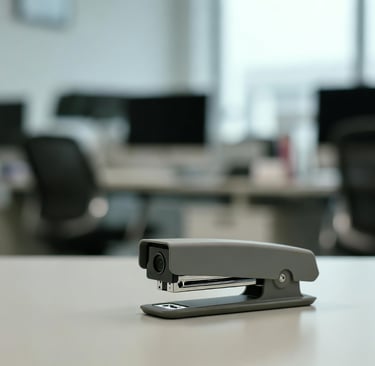 Cámara oculta camuflada en objeto de oficina, vigilancia encubierta en entorno laboral