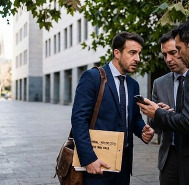 Detective privado investigando incumplimiento de cláusula de no competencia entre empresas