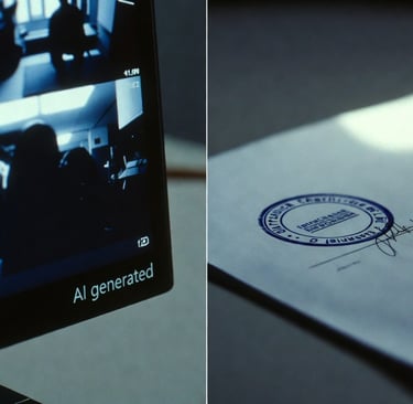 contenido generado por inteligencia artificial y un informe oficial firmado por un detective privado