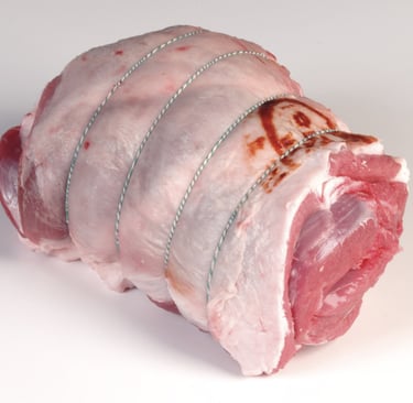 Half a raw rolled shoulder of hogget