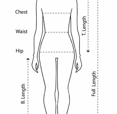 female size - apparel measurement chart for custom clothing and sportswear export