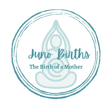 Logo of Juno Births - a woman in a yoga pose with a yoga mat