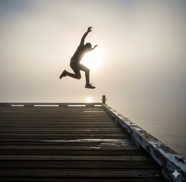 Person leaping with confidence.