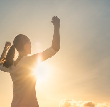 A person standing confidently and thinking positively,.