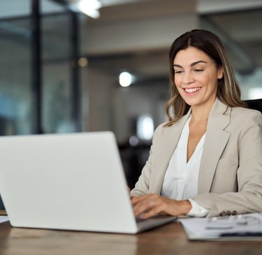 Lady typing showing high productivity and time management