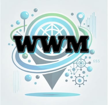 WWM logo with globe and location pin graphics representing global web management and connectivity.