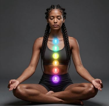 woman doing yoga meditation on brown parquet flooring