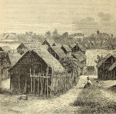 The houses of the workers at a sugar cane farm.