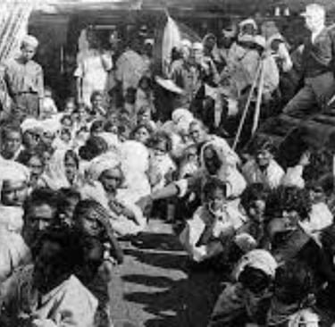 Indian indentured workers on the deck of a ship. Some voyages would take over an year.