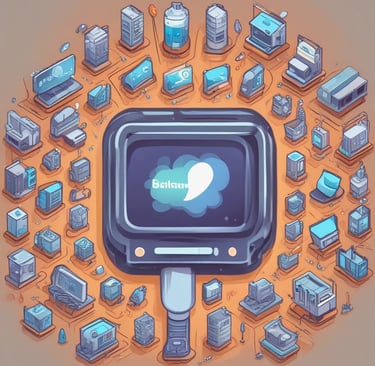 a computer monitor with a bunch of different types of devices