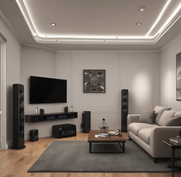 A smartphone with a colorful home screen is positioned upright against a dark backdrop. To the left, a cluster of bright blue LED lights casts an illuminating glow.