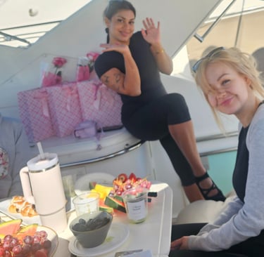 girls at lunch onboard