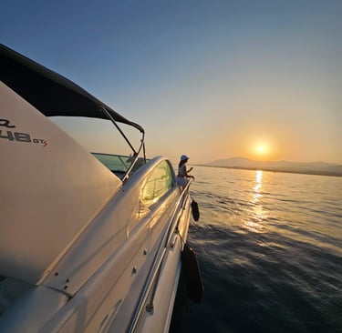 targa 48 gt woman on the boat enjoy the spanish sun