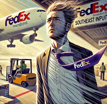 a man in a suit and tie at fedex hub