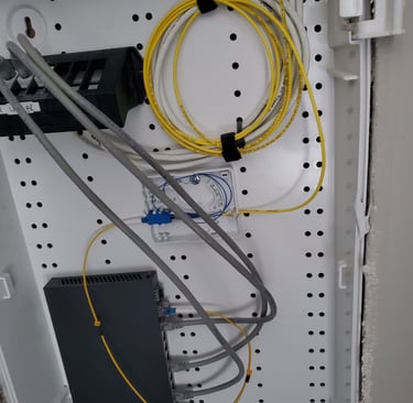 fiber optic cable connection in apartment closet