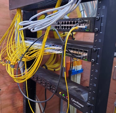 fiber optic cables connected to switch