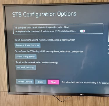 hotel room tv configuring set top box