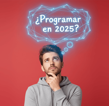 un hombre con un pensamiento que dice programar en 2025?