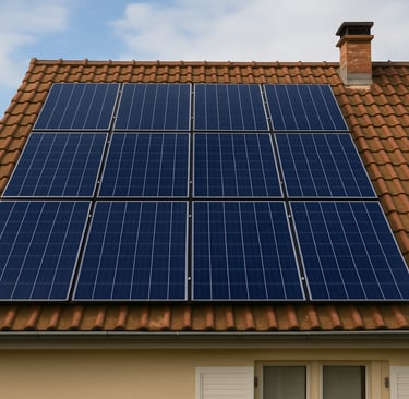 Panneaux solaires propres sur une toiture après nettoyage