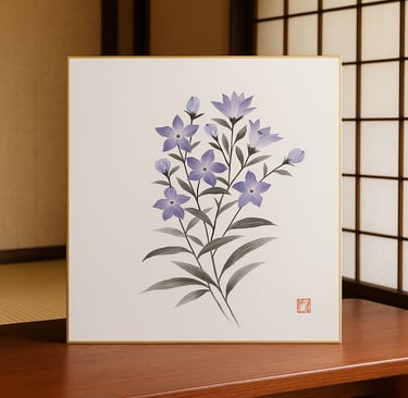 Handgemalte Shikishi – signierte japanische Kunst auf traditioneller Papierkarte