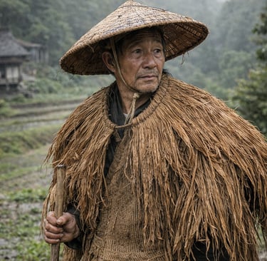 traditional japanese rainwear ricestraw