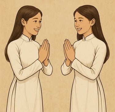 The traditional Vietnamese greeting "Xin chào"