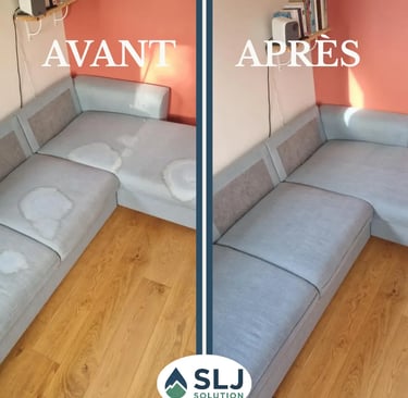 avant / après canapé auréoles lavage professionnel. 