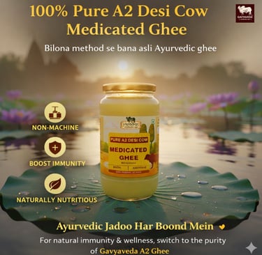“Gavyaveda A2 Ghee is crafted using the traditional bilona method from pure desi cow milk, preservin