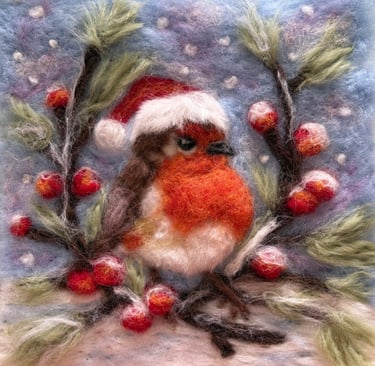  Needle Felted Christmas Robin Picture