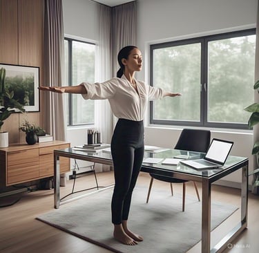 Stress relief at work, stretching at workplace