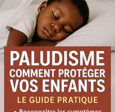 "Couverture de l'ebook Paludisme Express avec un enfant africain dormant sous moustiquaire, guide pr