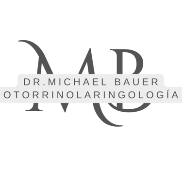 Logo of Dr. Michael Bauer, a specialist in otorhinolaryngology, featuring elegant MB initials.