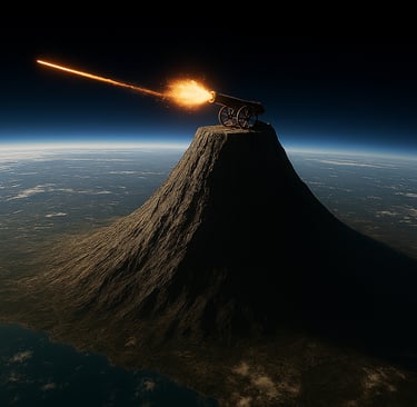 newtons mountain satellite orbits gravity