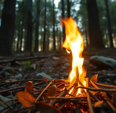  a close-d twigs in a dense fup of a spark igniting dry leaves anorest, 