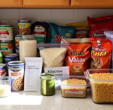 Assorted food items in a pantry