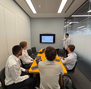 Team Cy-Borough, runners up at the 2025 UK Cyber Leaders Challenge, visit day with Beazley