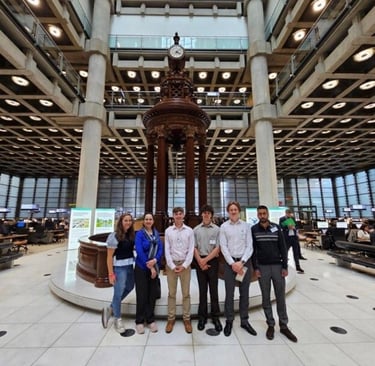 Team Cy-Borough, runners up at the 2025 UK Cyber Leaders Challenge, visit day with Beazley