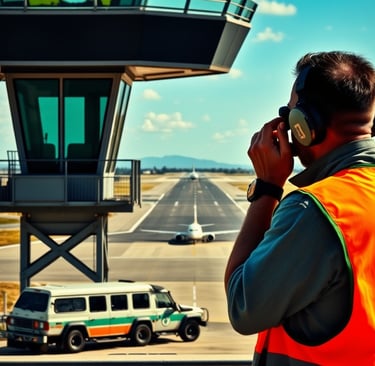A wildlife control specialist in a safety vest, holding binoculars.