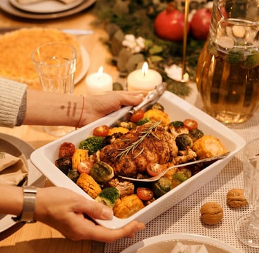 A modern Thanksgiving feast with a twist on classic dishes.